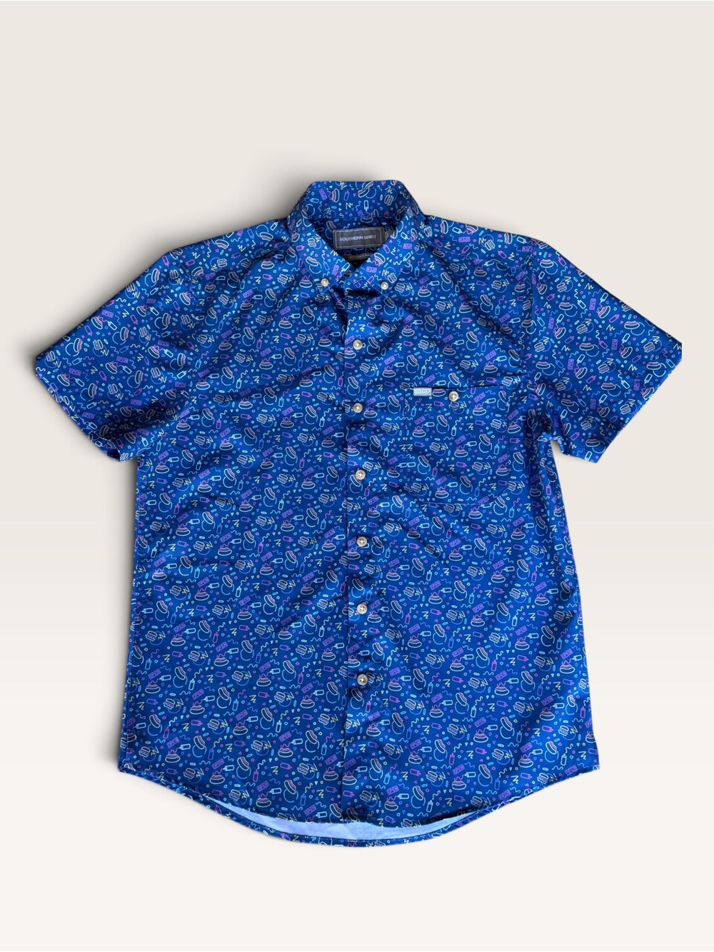 The Southern Shirt Company Blue Short-Sleeve Burger and Hotdog Button-Down Shirt
